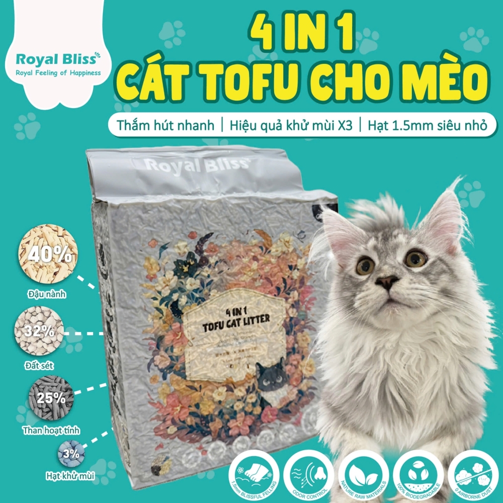 Cát vệ sinh đậu nành 4in1 cho mèo