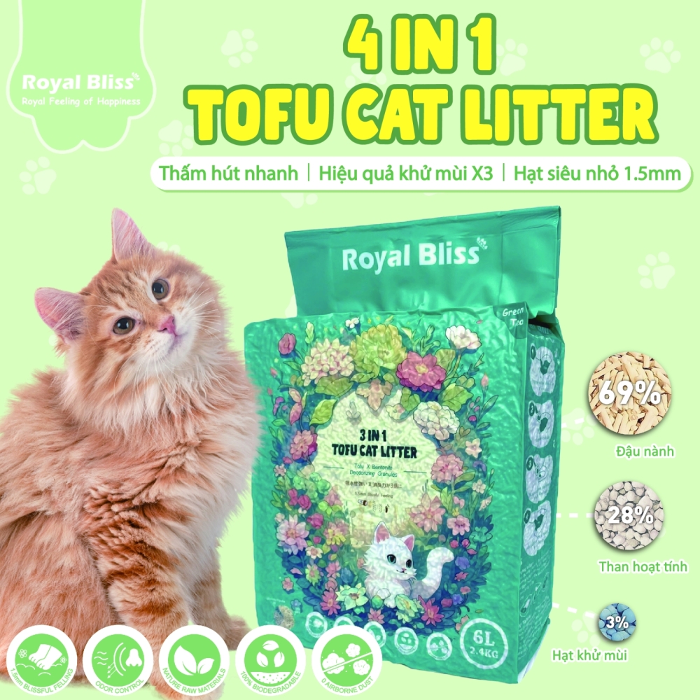 Cát vệ sinh 3in1 đậu nành cho mèo