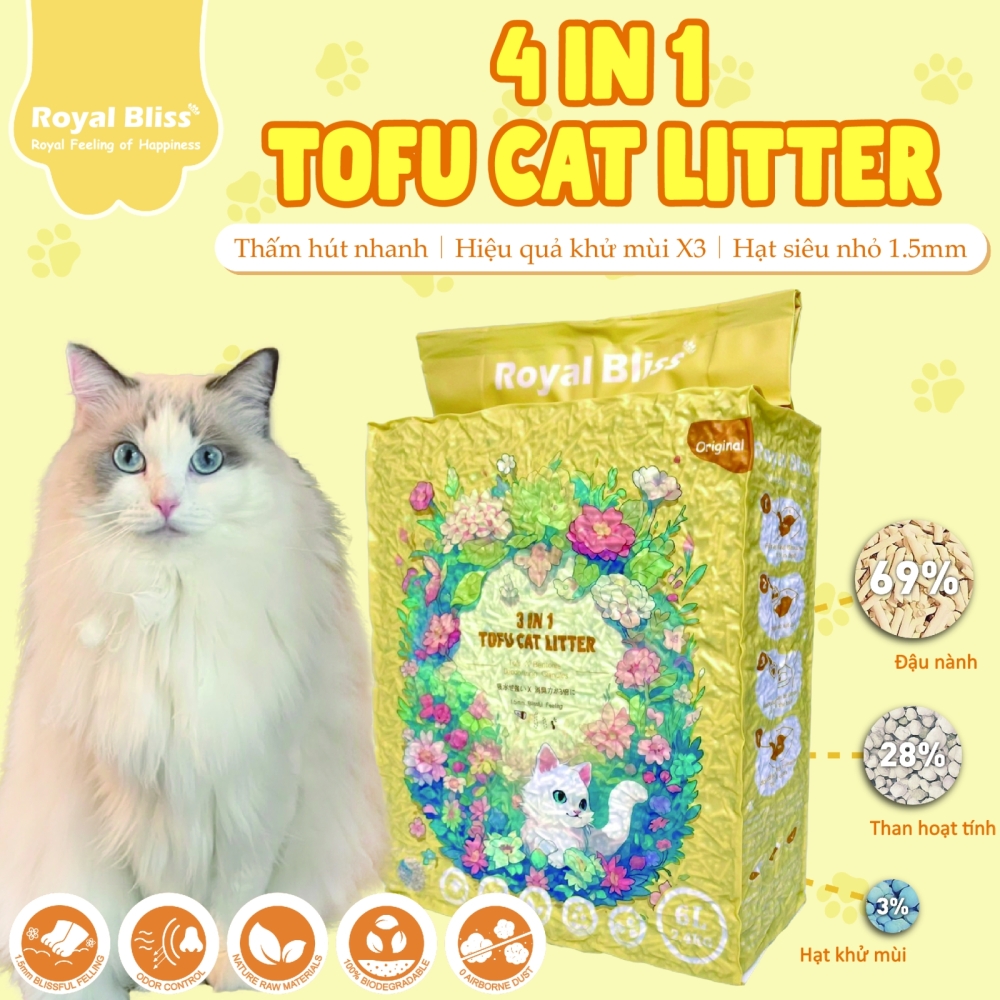 Cát vệ sinh 3in1 đậu nành cho mèo