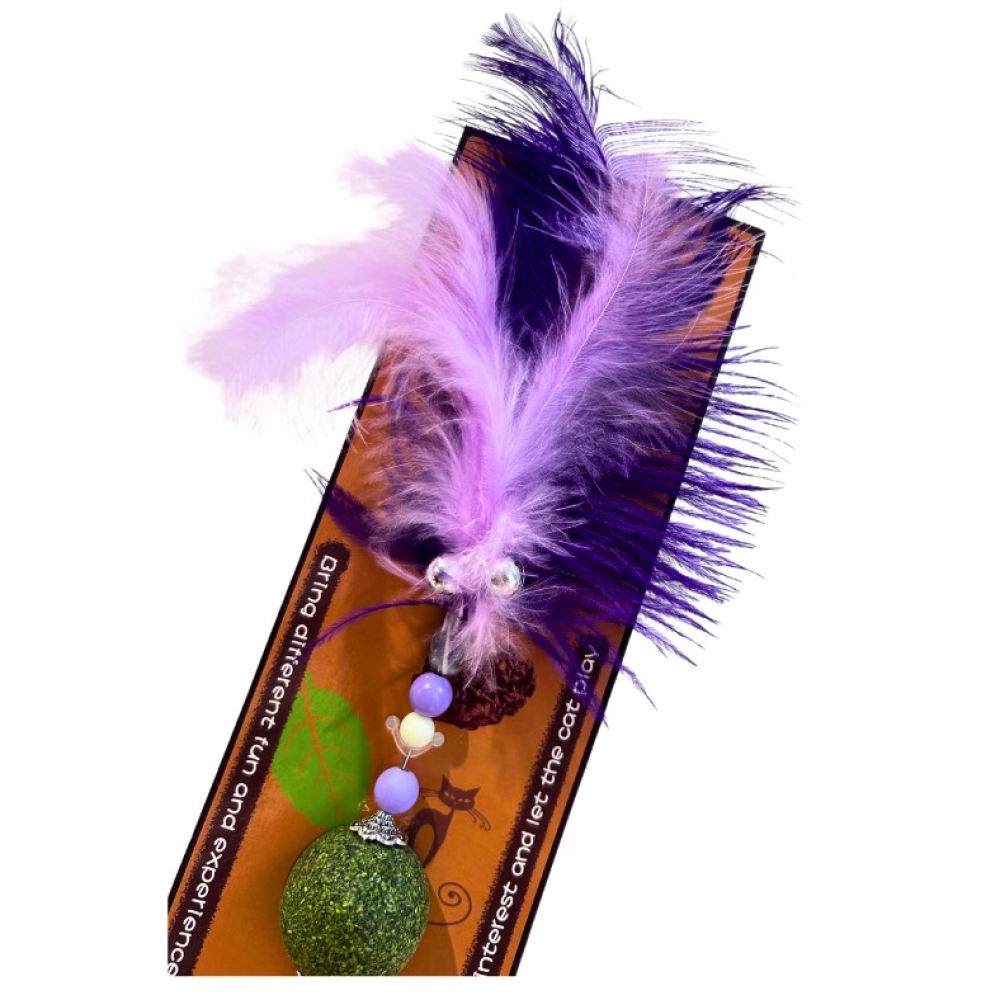 Gậy chọc mèo lông công, lông vũ kèm catnip