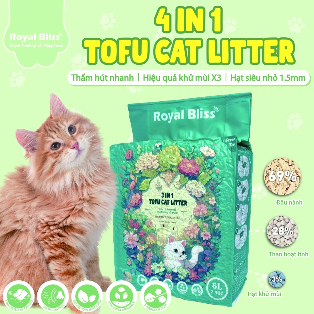 Cát vệ sinh 3in1 đậu nành cho mèo