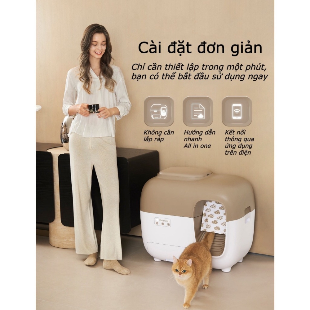 Máy dọn vệ sinh tự động thông minh cho mèo thông qua app