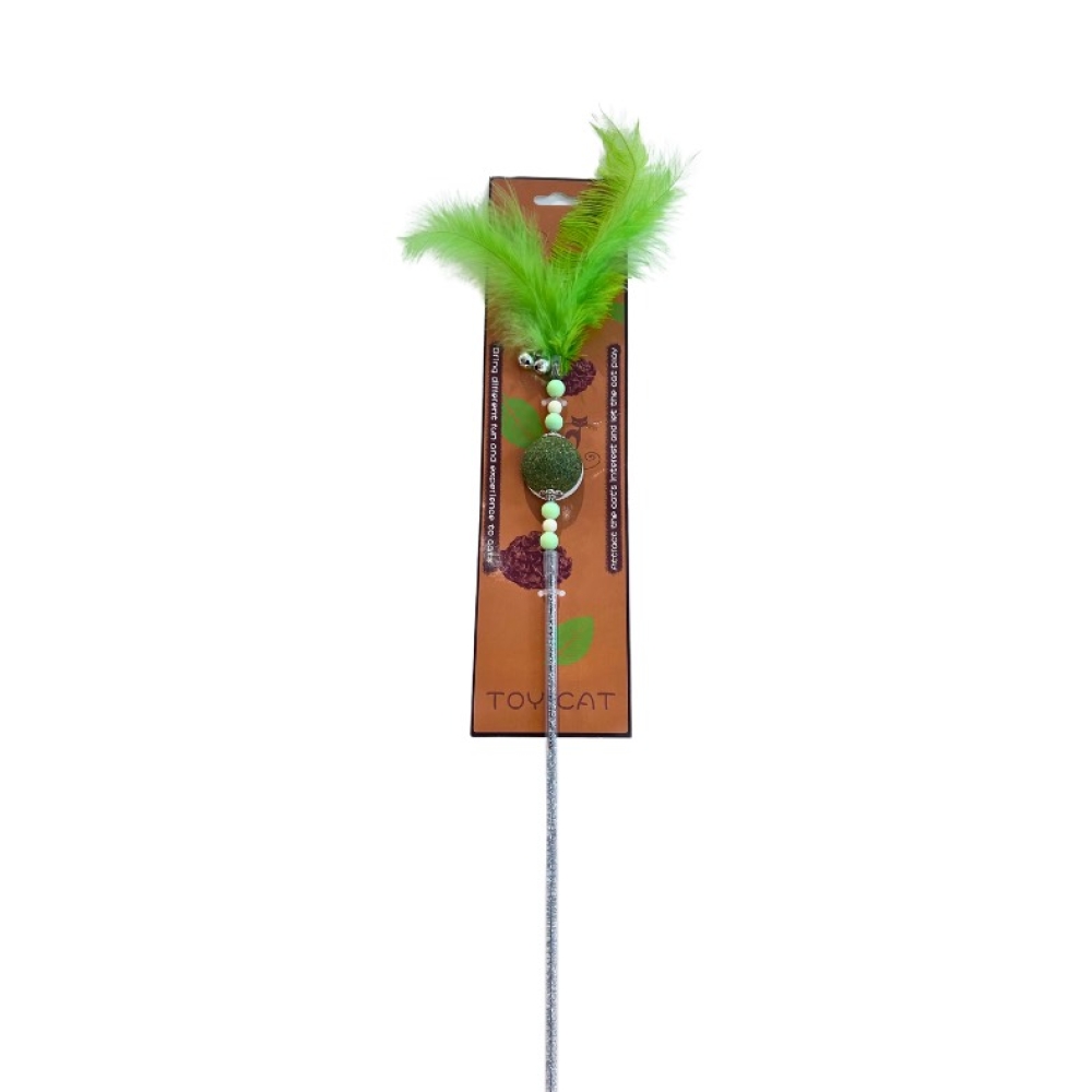 Gậy chọc mèo lông công, lông vũ kèm catnip