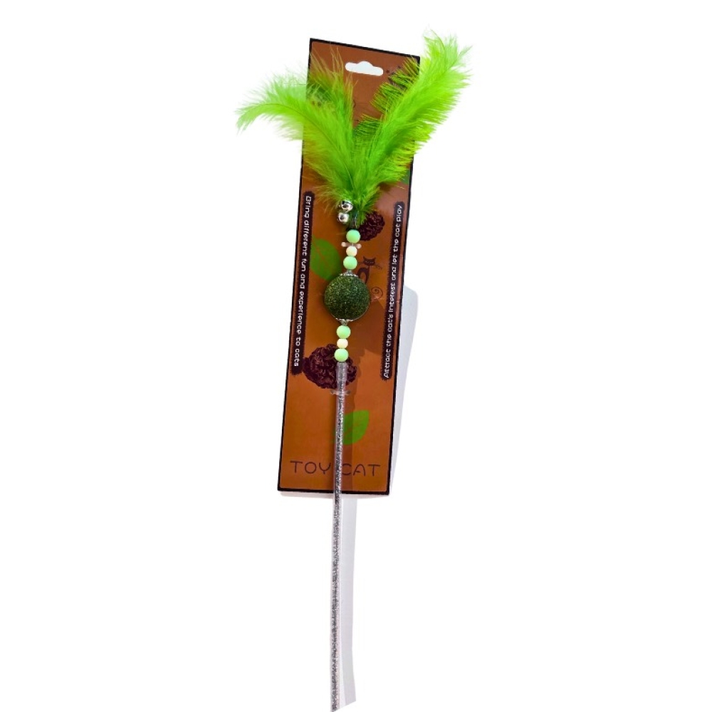 Gậy chọc mèo lông công, lông vũ kèm catnip