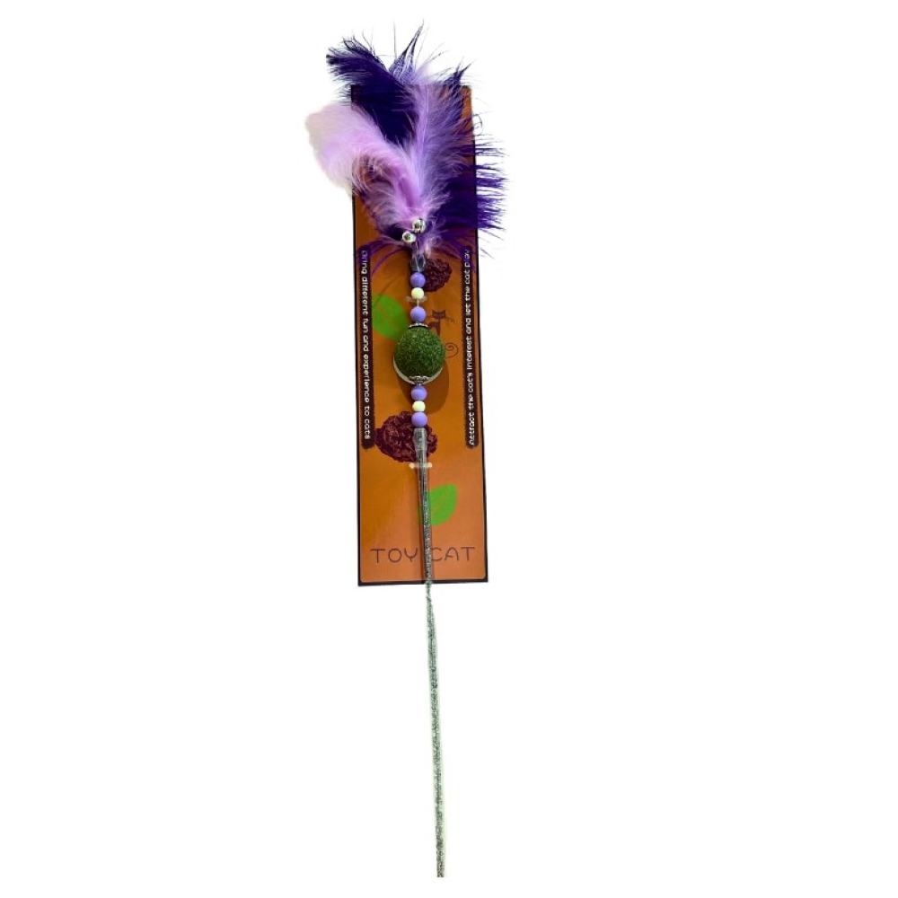 Gậy chọc mèo lông công, lông vũ kèm catnip
