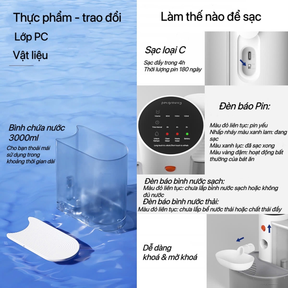 Máy nước Pet Gravity không dây cho thú cưng