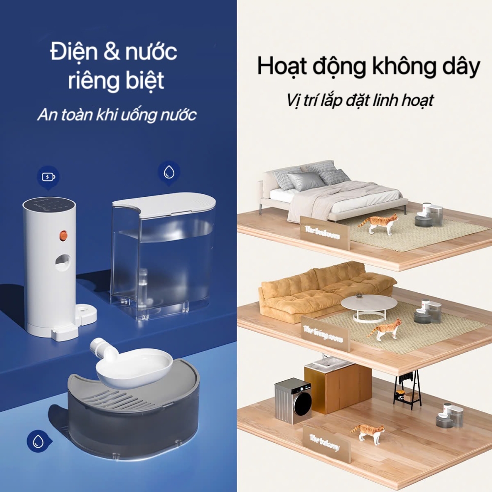Máy nước Pet Gravity không dây cho thú cưng